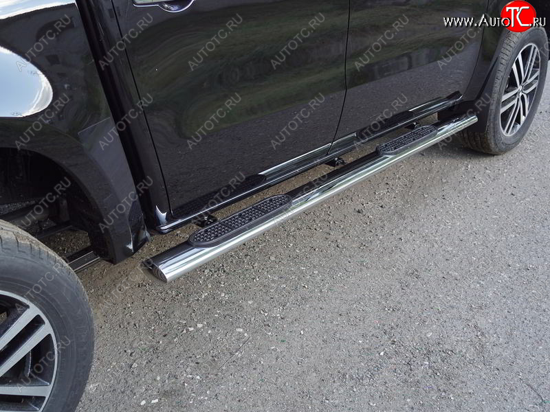 43 949 р. Пороги овальные с накладкой 120х60 мм, ТСС Тюнинг  Mercedes-Benz X class  W470 (2017-2020) (серые)  с доставкой в г. Пермь