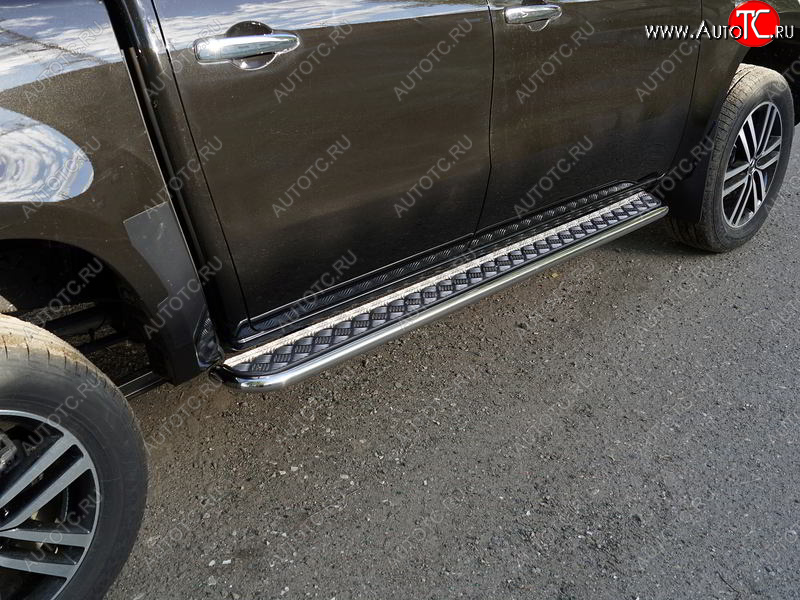 27 849 р. Пороги с площадкой 42,4 мм ТСС Тюнинг  Mercedes-Benz X class  W470 (2017-2020) (серые)  с доставкой в г. Пермь