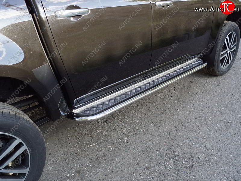 39 599 р. Пороги с площадкой 75х42 мм ТСС Тюнинг  Mercedes-Benz X class  W470 (2017-2020) (серые)  с доставкой в г. Пермь