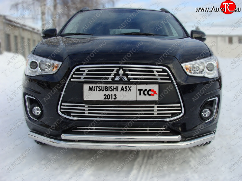 7 349 р. Средняя декоративная вставка в бампер ТСС Тюнинг Mitsubishi ASX 1-ый рестайлинг (2013-2016) (d 12 мм)  с доставкой в г. Пермь
