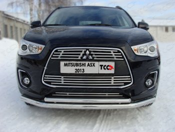 Верхняя декоративная вставка решетки радиатора ТСС Тюнинг Mitsubishi ASX (2013-2016) 1-ый рестайлинг (d 12 мм)