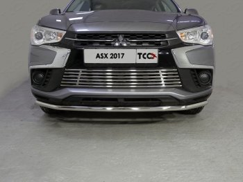 Нижняя декоративная вставка в бампер ТСС Тюнинг Mitsubishi ASX 2-ой рестайлинг (2017-2020) (d 12 мм)