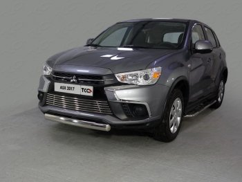 Защита переднего бампера нижняя овальная 75*42 мм ТСС Тюнинг Mitsubishi ASX 2-ой рестайлинг (2017-2020) (нержавейка)
