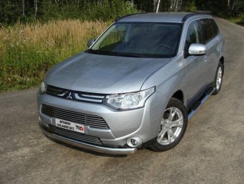 Защита переднего бампера нижняя овальная 75*42 мм ТСС Тюнинг Mitsubishi Outlander GF дорестайлинг (2012-2014) (нержавейка)