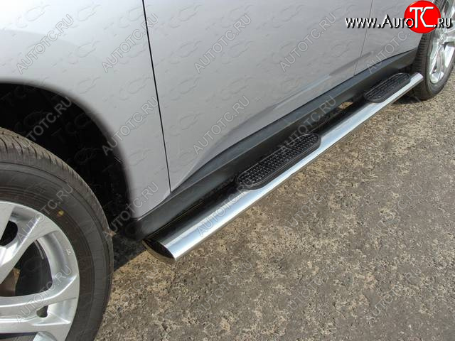 40 799 р. Пороги овальные с накладкой 120х60 мм, ТСС Тюнинг Mitsubishi Outlander GF дорестайлинг (2012-2014) (серые)  с доставкой в г. Пермь