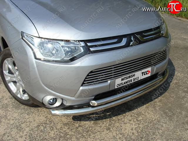 21 999 р. Защита переднего бампера нижняя 60,3*50,8 мм ТСС Тюнинг Mitsubishi Outlander GF дорестайлинг (2012-2014) (нержавейка)  с доставкой в г. Пермь