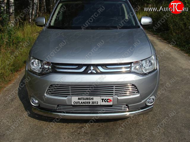 4 299 р. Нижняя декоративная вставка в бампер ТСС Тюнинг  Mitsubishi Outlander  GF (2012-2014) дорестайлинг (d 12 мм)  с доставкой в г. Пермь