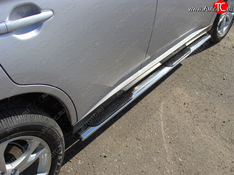 31 399 р. Пороги овальные с накладкой 75х42 мм ТСС Тюнинг  Mitsubishi Outlander  GF (2014-2016) 1-ый рестайлинг (серые)  с доставкой в г. Пермь