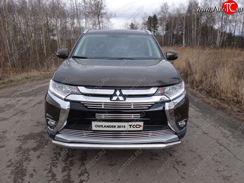 14 699 р. Защита передняя нижняя короткая 60,3 мм ТСС Тюнинг  Mitsubishi Outlander  GF (2015-2018) 2-ой рестайлинг (нержавейка)  с доставкой в г. Пермь