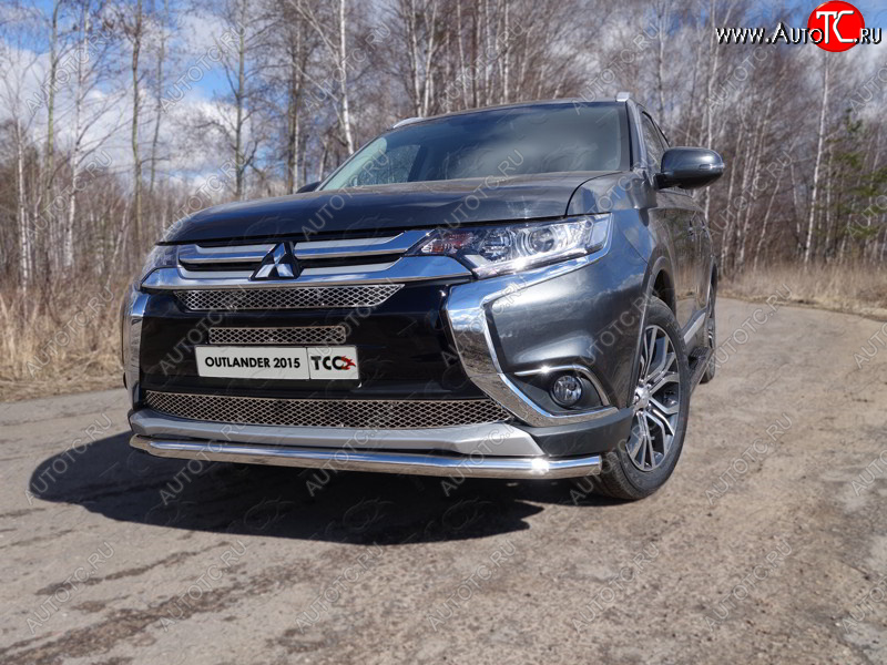 21 999 р.  Защита передняя нижняя длинная 60,3 мм ТСС Тюнинг Mitsubishi Outlander GF 2-ой рестайлинг (2015-2018) (нержавейка)  с доставкой в г. Пермь