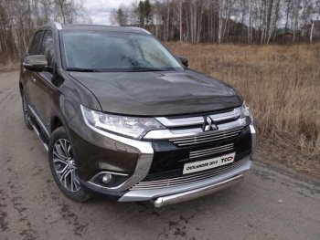 Защита переднего бампера нижняя овальная 75*42 мм ТСС Тюнинг Mitsubishi Outlander  GF (2015-2018) 2-ой рестайлинг (нержавейка)