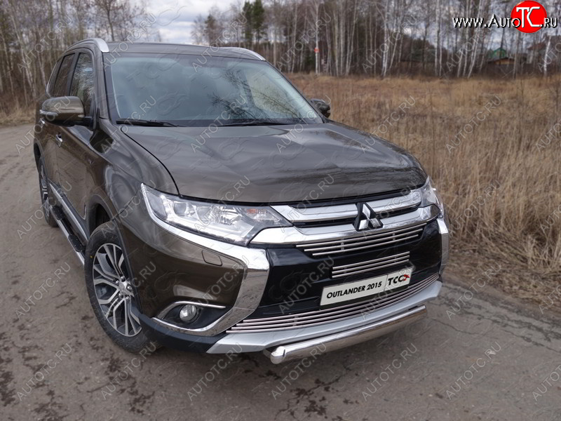 20 699 р. Защита переднего бампера нижняя овальная 75*42 мм ТСС Тюнинг Mitsubishi Outlander GF 2-ой рестайлинг (2015-2018) (нержавейка)  с доставкой в г. Пермь