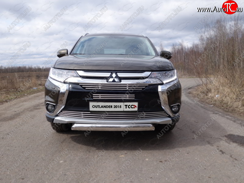 7 349 р. Верхняя декоративная вставка решетки радиатора ТСС Тюнинг  Mitsubishi Outlander  GF (2015-2018) 2-ой рестайлинг (d 12 мм)  с доставкой в г. Пермь