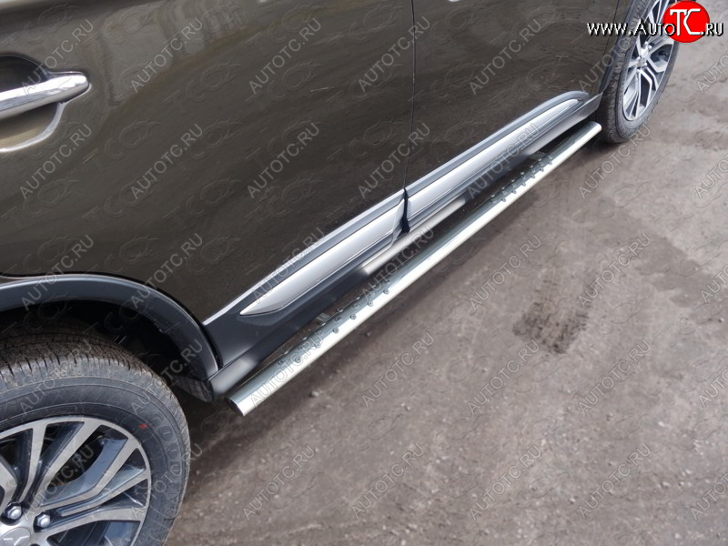 35 999 р. Пороги овальные с проступью 75х42 мм ТСС Тюнинг Mitsubishi Outlander GF 2-ой рестайлинг (2015-2018) (серые)  с доставкой в г. Пермь