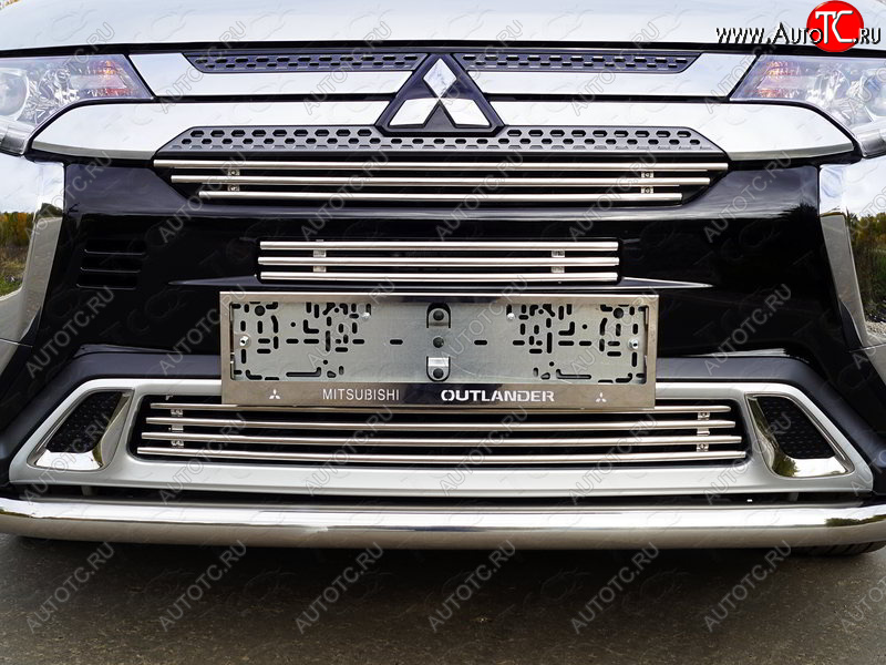 8 799 р. Нижняя декоративная вставка в бампер ТСС Тюнинг  Mitsubishi Outlander  GF (2018-2022) 3-ий рестайлинг (d 12 мм)  с доставкой в г. Пермь