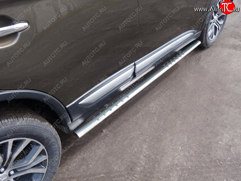 35 999 р. Пороги овальные с проступью 75х42 мм ТСС Тюнинг Mitsubishi Outlander GF 3-ий рестайлинг (2018-2022) (серые)  с доставкой в г. Пермь