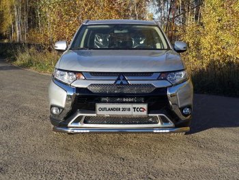 Защита переднего бампера нижняя с ДХО 60,3 мм ТСС Тюнинг Mitsubishi Outlander  GF (2018-2022) 3-ий рестайлинг (нержавейка)
