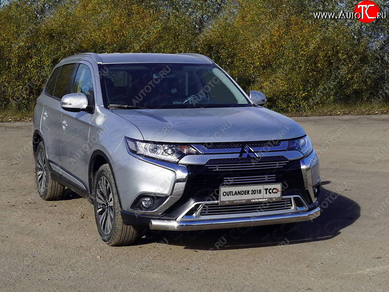 21 999 р. Защита переднего бампера нижняя овальная 75*42 мм ТСС Тюнинг Mitsubishi Outlander GF 3-ий рестайлинг (2018-2022) (нержавейка)  с доставкой в г. Пермь