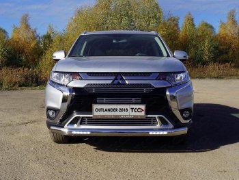 Защита передняя нижняя овальная с ДХО 75х42 мм ТСС Тюнинг Mitsubishi Outlander GF 3-ий рестайлинг (2018-2022) (нержавейка)