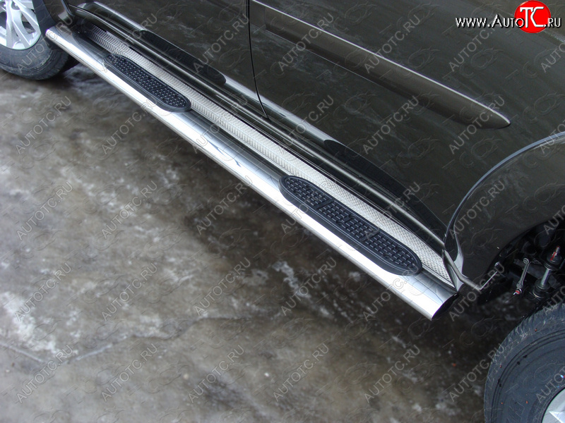 40 799 р. Пороги овальные с накладкой 120х60 мм, ТСС Тюнинг Mitsubishi Pajero Sport PB рестайлинг (2013-2017) (серые)  с доставкой в г. Пермь