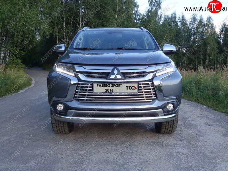 20 699 р. Защита переднего бампера нижняя овальная 75*42 мм ТСС Тюнинг  Mitsubishi Pajero Sport  PB (2013-2017) рестайлинг (нержавейка)  с доставкой в г. Пермь