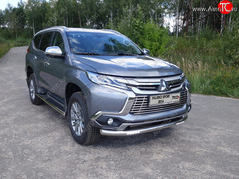 36 299 р. Защита переднего бампера нижняя с ДХО 76,1 мм ТСС Тюнинг Mitsubishi Pajero Sport QE дорестайлинг (2015-2021) (нержавейка)  с доставкой в г. Пермь