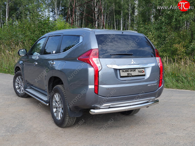 17 649 р. Защита задняя (нержавейка 76,1 мм) ТСС Тюнинг Mitsubishi Pajero Sport QE дорестайлинг (2015-2021)  с доставкой в г. Пермь