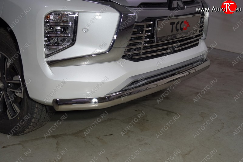 24 999 р. Защита переднего бампера нижняя овальная 75*42 мм ТСС Тюнинг Mitsubishi Pajero Sport QF рестайлинг (2019-2022) (нержавейка)  с доставкой в г. Пермь