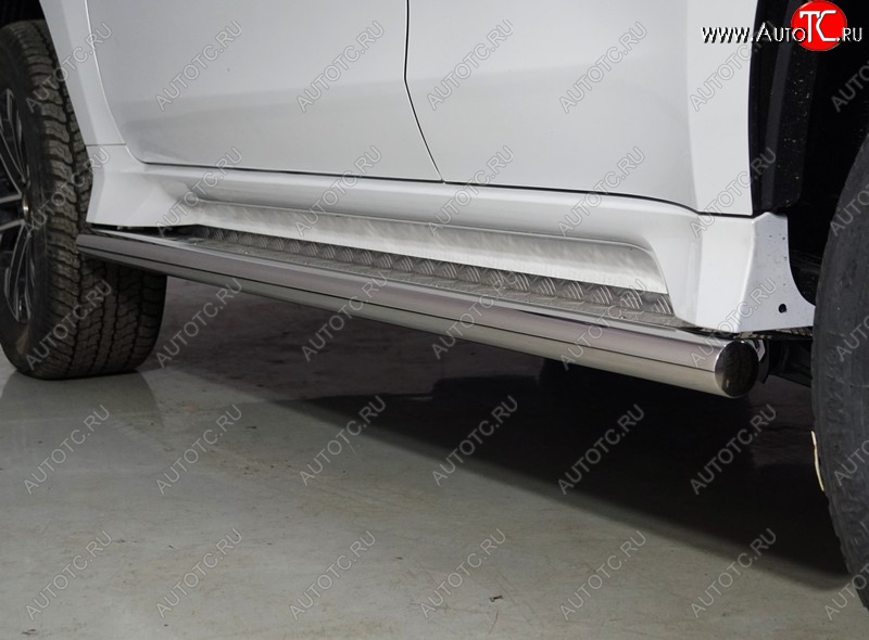 42 999 р. Пороги с площадкой 60,3 мм ТСС Тюнинг Mitsubishi Pajero Sport QF рестайлинг (2019-2022) (нержавейка)  с доставкой в г. Пермь