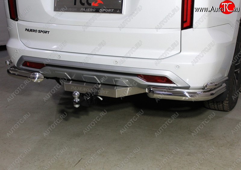 25 399 р. Защита заднего бампера (уголки двойные, d76.1/42.4 мм) TCC  Mitsubishi Pajero Sport  QF (2019-2022) рестайлинг  с доставкой в г. Пермь