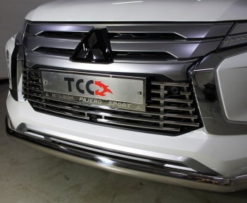 Декоративная вставка переднего бампера ТСС Тюнинг Mitsubishi Pajero Sport  QF (2019-2022) рестайлинг (d 16 мм)