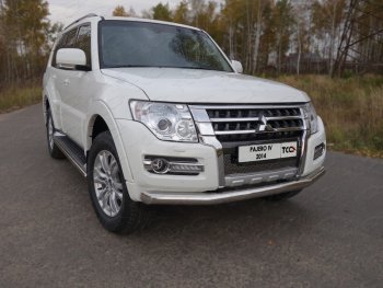 Защита переднего бампера нижняя 76,1 мм ТСС Тюнинг Mitsubishi Pajero  4 V90 (2014-2020) 2-ой рестайлинг (нержавейка)