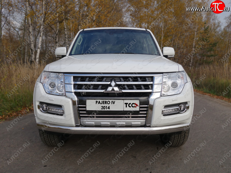 20 699 р. Защита переднего бампера нижняя овальная 75*42 мм ТСС Тюнинг Mitsubishi Pajero 4 V90 2-ой рестайлинг (2014-2020) (нержавейка)  с доставкой в г. Пермь