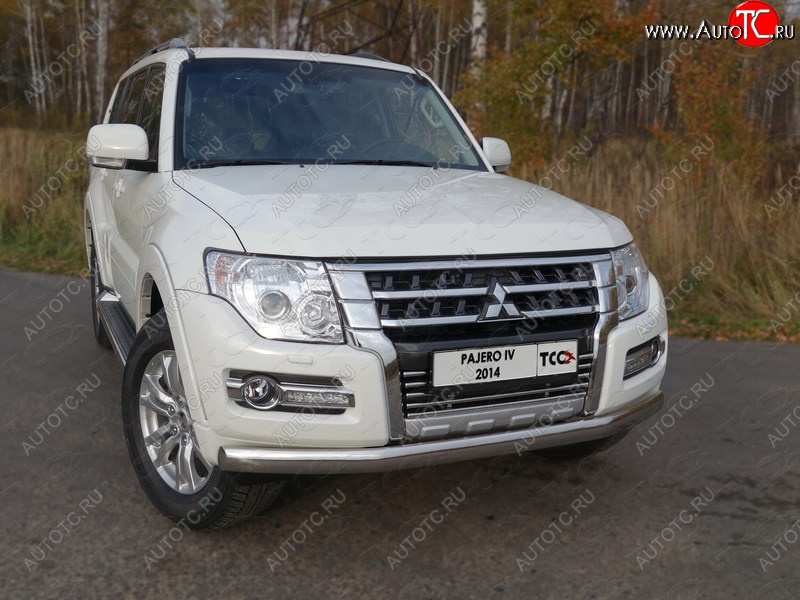 8 799 р. Декоративная вставка переднего бампера ТСС Тюнинг  Mitsubishi Pajero  4 V90 (2014-2020) 2-ой рестайлинг (d 16 мм)  с доставкой в г. Пермь