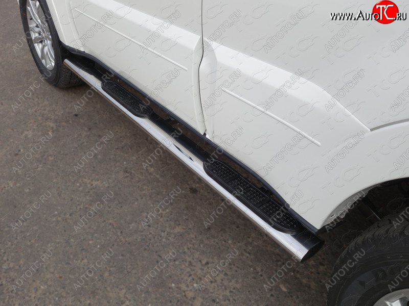 40 799 р. Пороги овальные с накладкой 120х60 мм, ТСС Тюнинг Mitsubishi Pajero 4 V90 2-ой рестайлинг (2014-2020) (серые)  с доставкой в г. Пермь