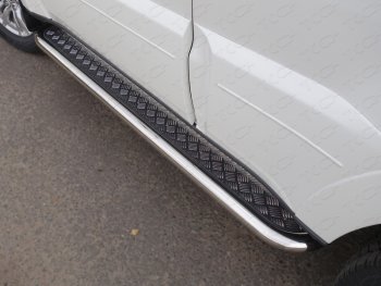 Пороги с площадкой 60,3 мм ТСС Тюнинг Mitsubishi Pajero  4 V90 (2014-2020) 2-ой рестайлинг (серые)