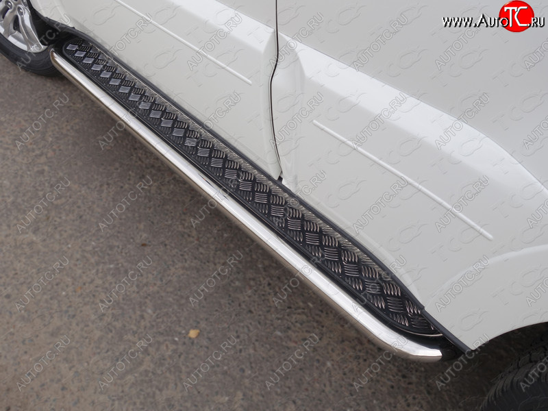 34 799 р. Пороги с площадкой 60,3 мм ТСС Тюнинг Mitsubishi Pajero 4 V90 2-ой рестайлинг (2014-2020) (серые)  с доставкой в г. Пермь