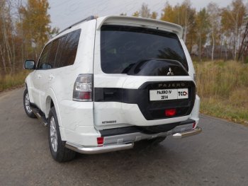 Защита задняя (уголки, нержавейка 76,1 мм) ТСС Тюнинг Mitsubishi Pajero  4 V90 (2014-2020) 2-ой рестайлинг