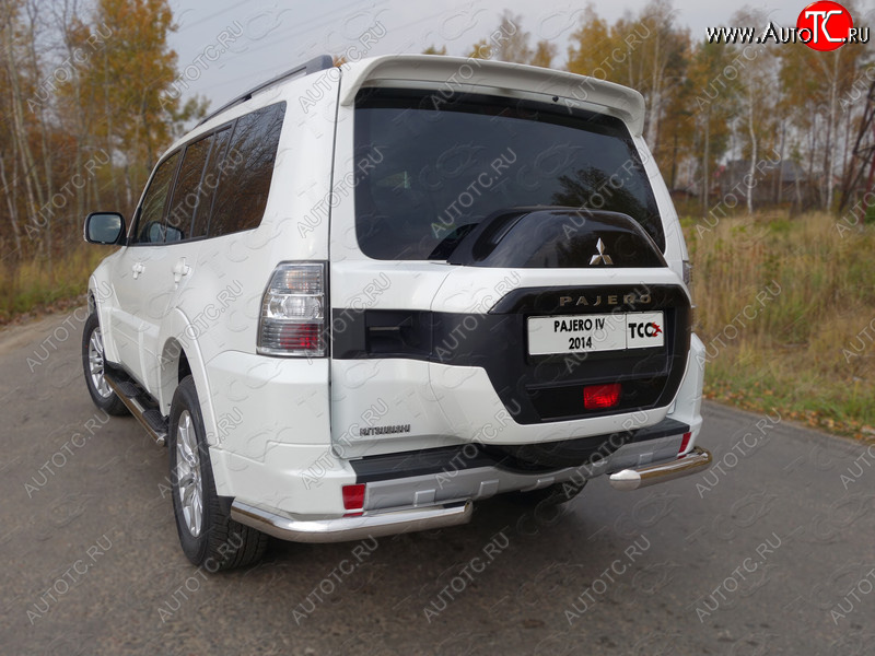 21 999 р. Защита задняя (уголки, нержавейка 76,1 мм) ТСС Тюнинг  Mitsubishi Pajero  4 V90 (2014-2020) 2-ой рестайлинг  с доставкой в г. Пермь