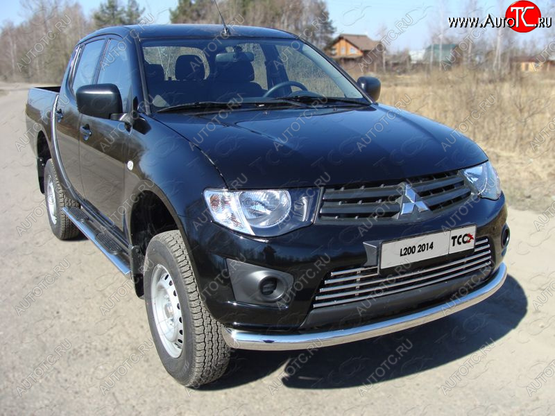 17 649 р. Защита переднего бампера нижняя d76,1 мм (Long) ТСС Тюнинг  Mitsubishi L200  4 (2013-2016)  рестайлинг (нержавейка)  с доставкой в г. Пермь