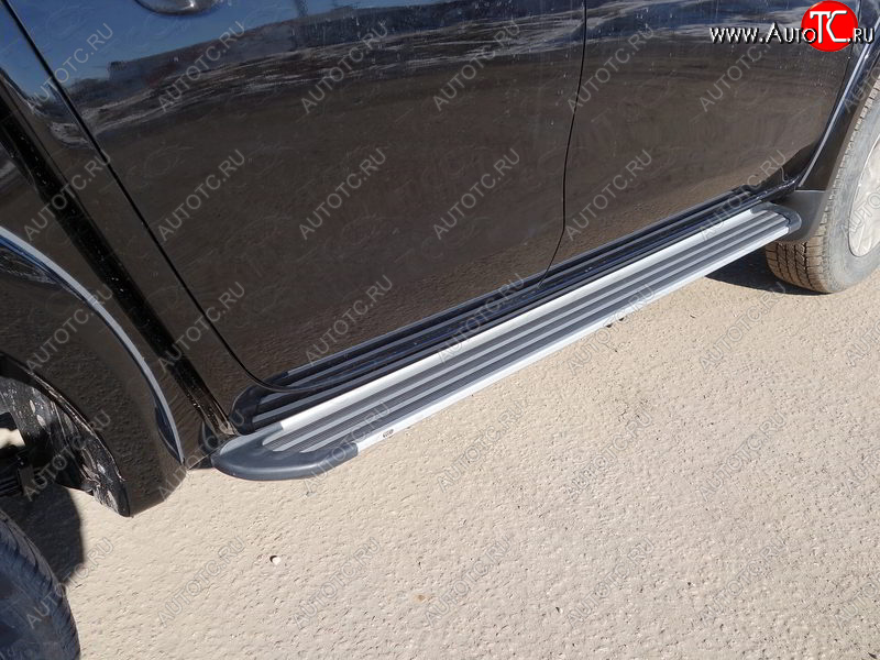 20 599 р. Пороги алюминиевые, ТСС Тюнинг  Mitsubishi L200  4 (2013-2016)  рестайлинг (Slim Line Silver)  с доставкой в г. Пермь