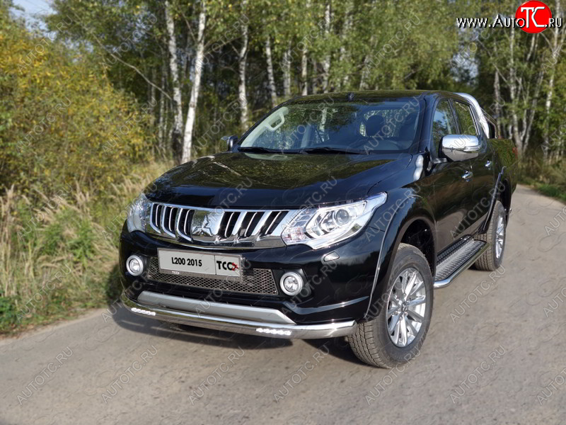 21 999 р. Защита переднего бампера нижняя овальная 75*42 мм ТСС Тюнинг Mitsubishi L200 5 KK,KL дорестайлинг (2015-2019) (нержавейка)  с доставкой в г. Пермь