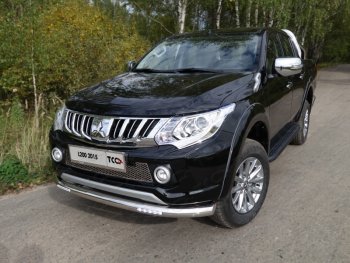 Защита переднего бампера нижняя с ДХО 76,1 мм ТСС Тюнинг Mitsubishi L200  5 KK,KL (2015-2019) дорестайлинг (нержавейка)