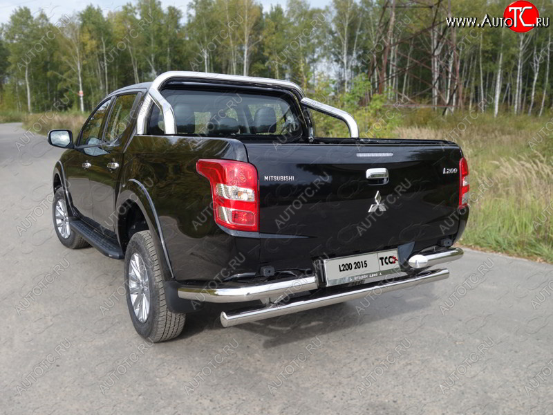 26 499 р. Защита задняя (уголки, нержавейка 76,1 мм) ТСС Тюнинг  Mitsubishi Pajero Sport  PB (2013-2017) рестайлинг  с доставкой в г. Пермь