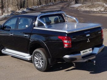 Защита кузова d76,1 мм (для крышки) со светодиодной фарой ТСС Тюнинг Mitsubishi L200  5 KK,KL (2015-2019) дорестайлинг (нержавейка)
