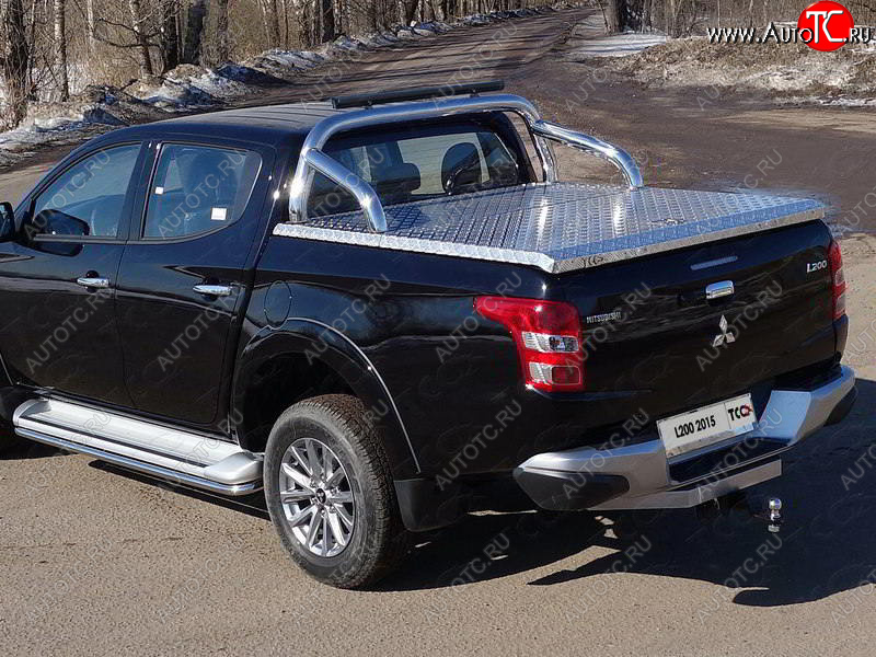 103 999 р. Защита кузова d76,1 мм (для крышки) со светодиодной фарой ТСС Тюнинг  Mitsubishi L200  5 KK,KL (2015-2019) дорестайлинг (нержавейка)  с доставкой в г. Пермь
