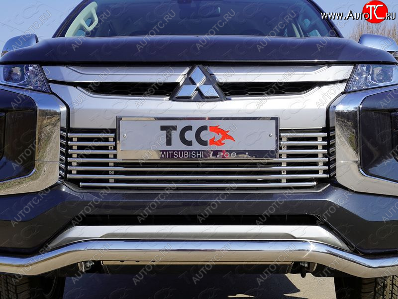 10 699 р. Нижняя декоративная вставка в бампер ТСС Тюнинг  Mitsubishi L200  5 KK,KL (2018-2022) рестайлинг (d 16 мм)  с доставкой в г. Пермь