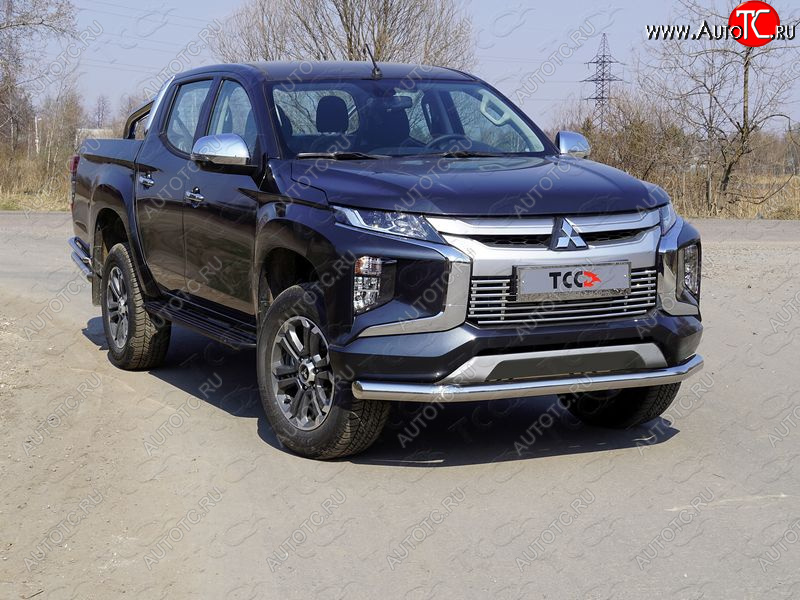 19 999 р. Защита переднего бампера нижняя 76,1 мм ТСС Тюнинг  Mitsubishi L200  5 KK,KL (2018-2022) рестайлинг (нержавейка)  с доставкой в г. Пермь