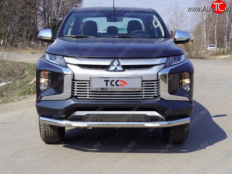 32 999 р. Защита переднего бампера нижняя с ДХО 76,1 мм ТСС Тюнинг  Mitsubishi L200  5 KK,KL (2018-2022) рестайлинг (нержавейка)  с доставкой в г. Пермь