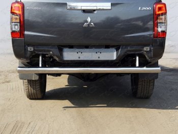 Защита задняя (центральная, нержавейка d76,1 мм) ТСС Тюнинг Mitsubishi L200  5 KK,KL (2018-2022) рестайлинг (нержавейка)